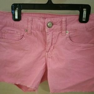 Corduroy pink frayed shorts
